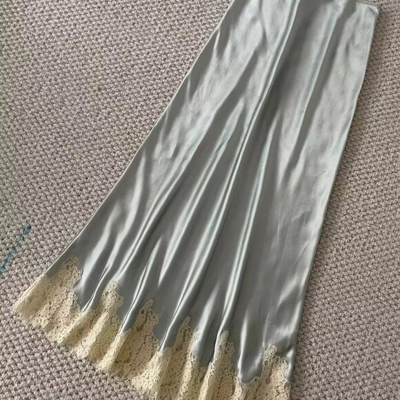 Doen Ladies Lace Midi Silks A-line Skirt - Picture 6 of 14